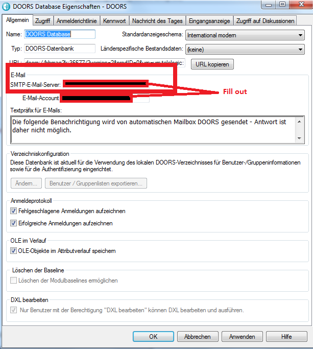 IBM Doors DXL Send email via Doors Client CapriSoft Knowledge database